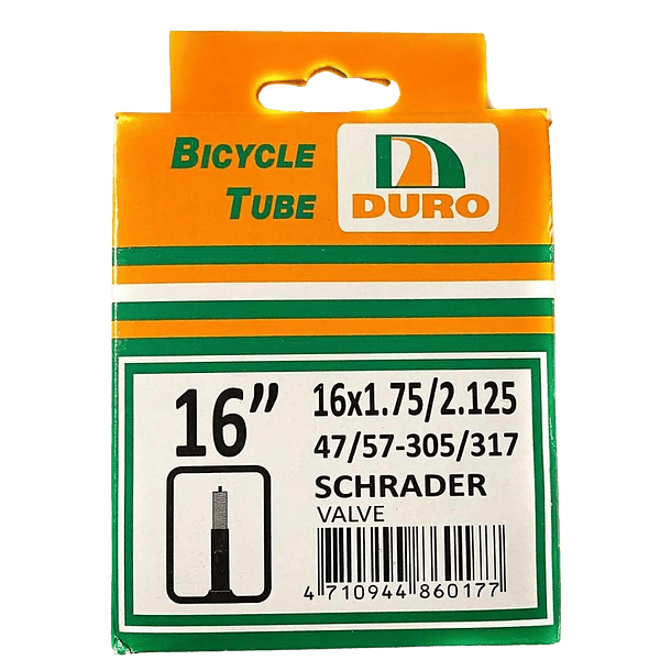 CAMARA DURO ARO 16 X 1.75 VALVULA BICICLETA  2