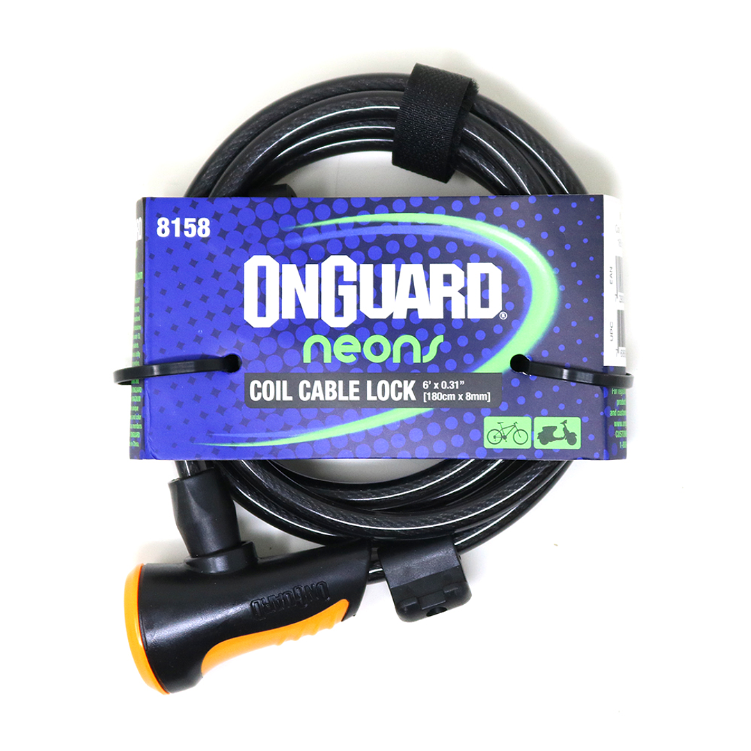 Candado OnGuard Llave Espiral NS Coil 180cmX8mm Naranjo 1