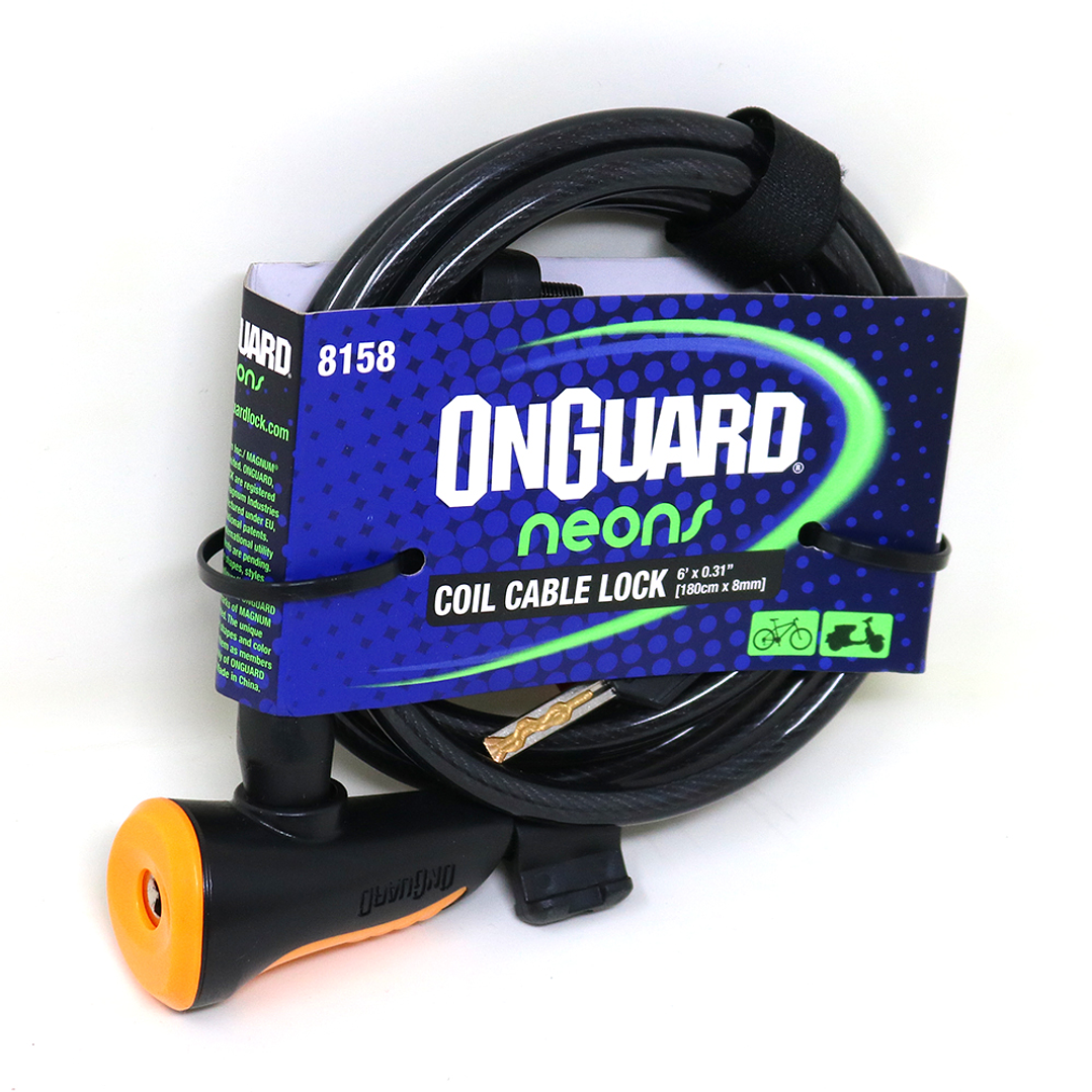 Candado OnGuard Llave Espiral NS Coil 180cmX8mm Naranjo 2