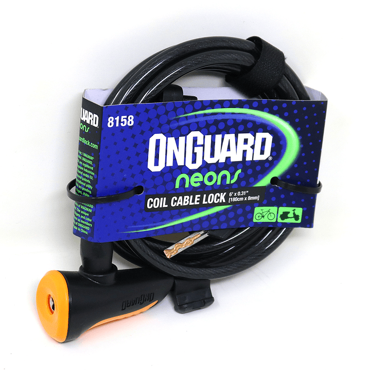 Candado OnGuard Llave Espiral NS Coil 180cmX8mm Naranjo 2