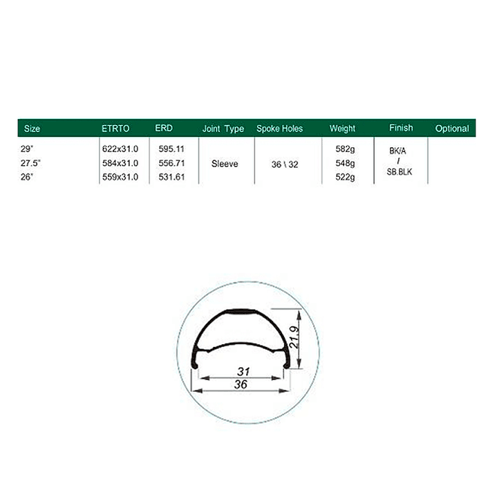 Llanta Weinmann U36 TL 29