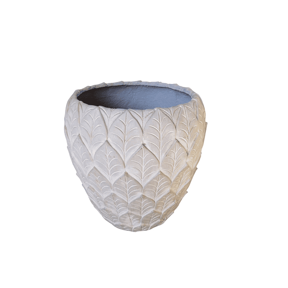 MACETERO FIBROCEMENTO CONICO CON DISEÑO DE HOJA Diametro : 26cm Alto: 41cm 1
