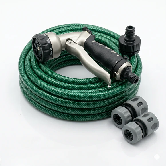 Kit de Riego : Pistola 7 Patrones + Manguera de 15 Metros con Conectores 1
