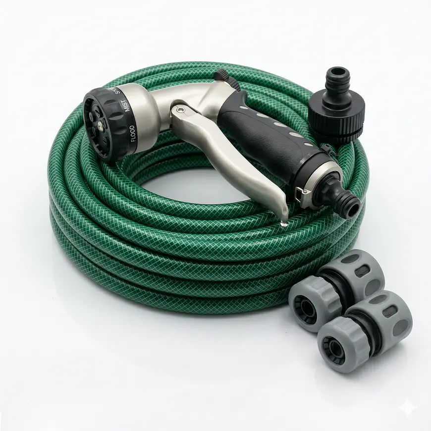 Kit de Riego : Pistola 7 Patrones + Manguera de 15 Metros con Conectores 1
