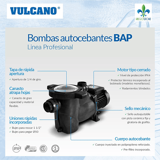 Bomba Piscina BAP 0.50 HP - Vulcano