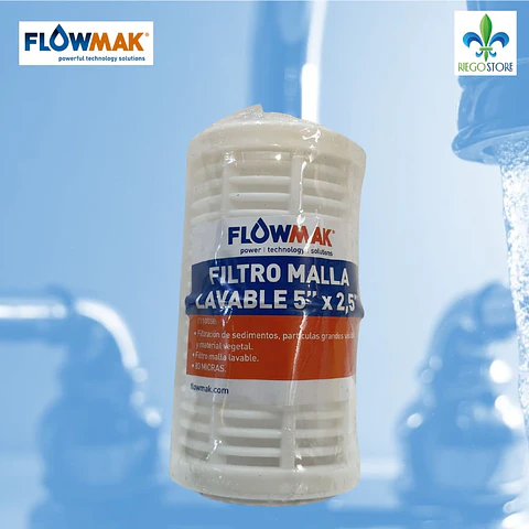 Repuesto Filtro Cartucho Malla lavable 80 mic 5x2,5 FlowMak