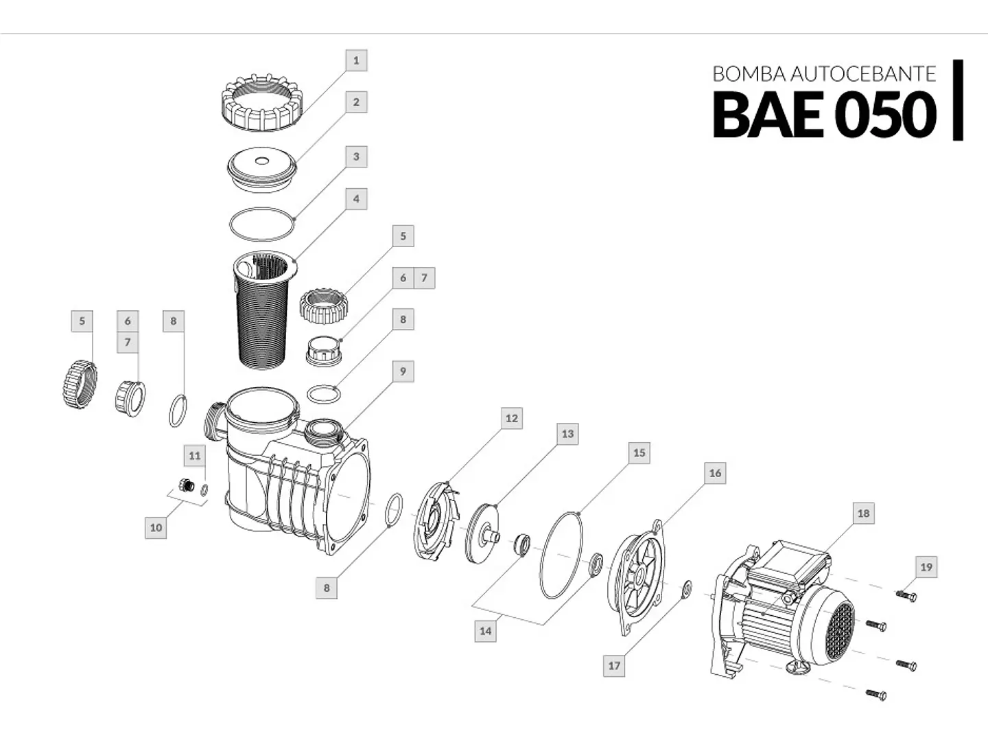 Bomba Piscina Premium BAE  0.33 HP Motor Italiano  Vulcano (ML) 3
