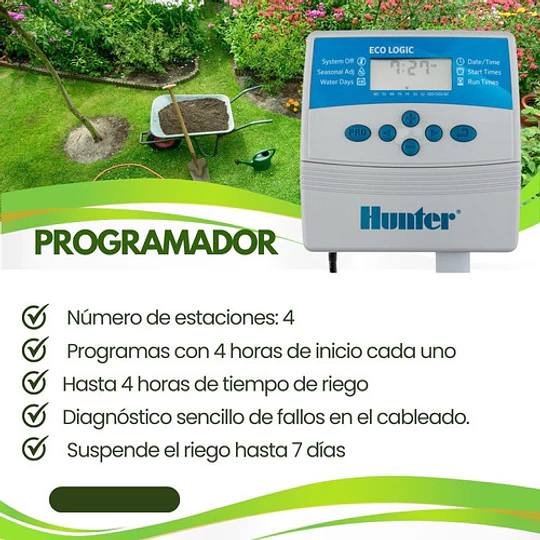 Programador De Riego Eco Logic 6 Estaciones - Hunter