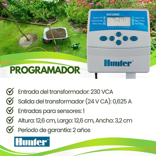 Programador De Riego Eco Logic 6 Estaciones - Hunter