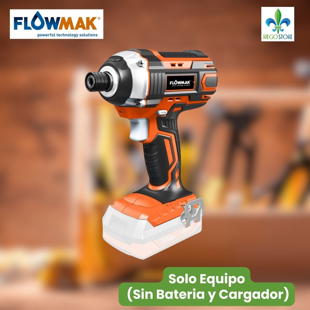 Atornillador Impacto 1/4 Con Bat. 18v 2ah Y Carg. Flowmak