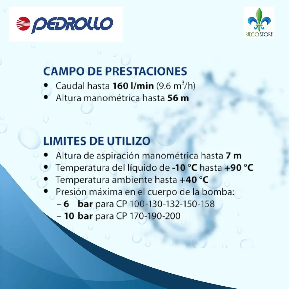  Bomba Centrifuga CPm 170 1.50 HP Q 120 l/m - Pedrollo  2