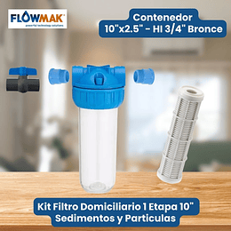 Kit Filtro Domiciliario 1 Etapa 10" -  Sedimento y Particulas en Suspencion