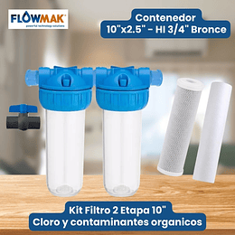 Kit Filtro 2 Etapa 10" - Cloro y contaminantes organicos