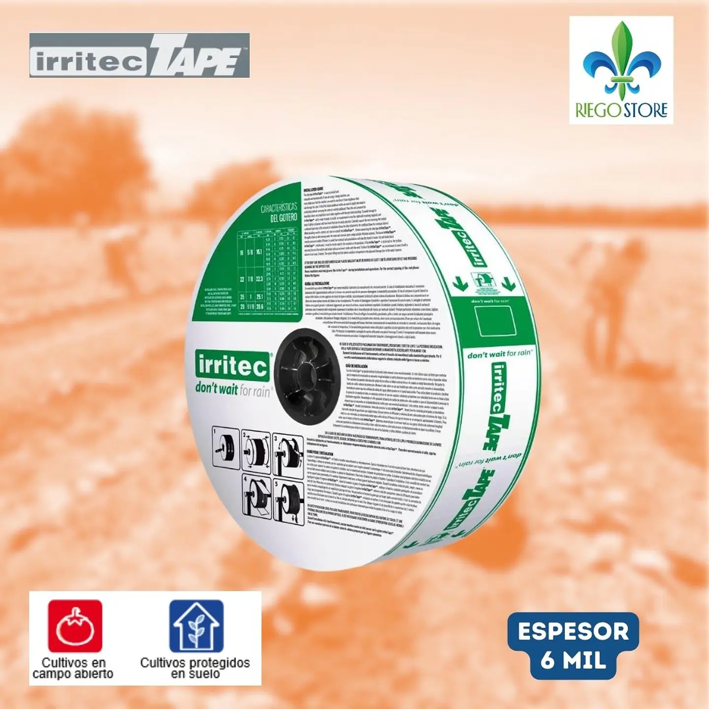Cinta Irritec Tape 5/8-6MIL 20cm - 5,3lph/m - 3.050mts 1