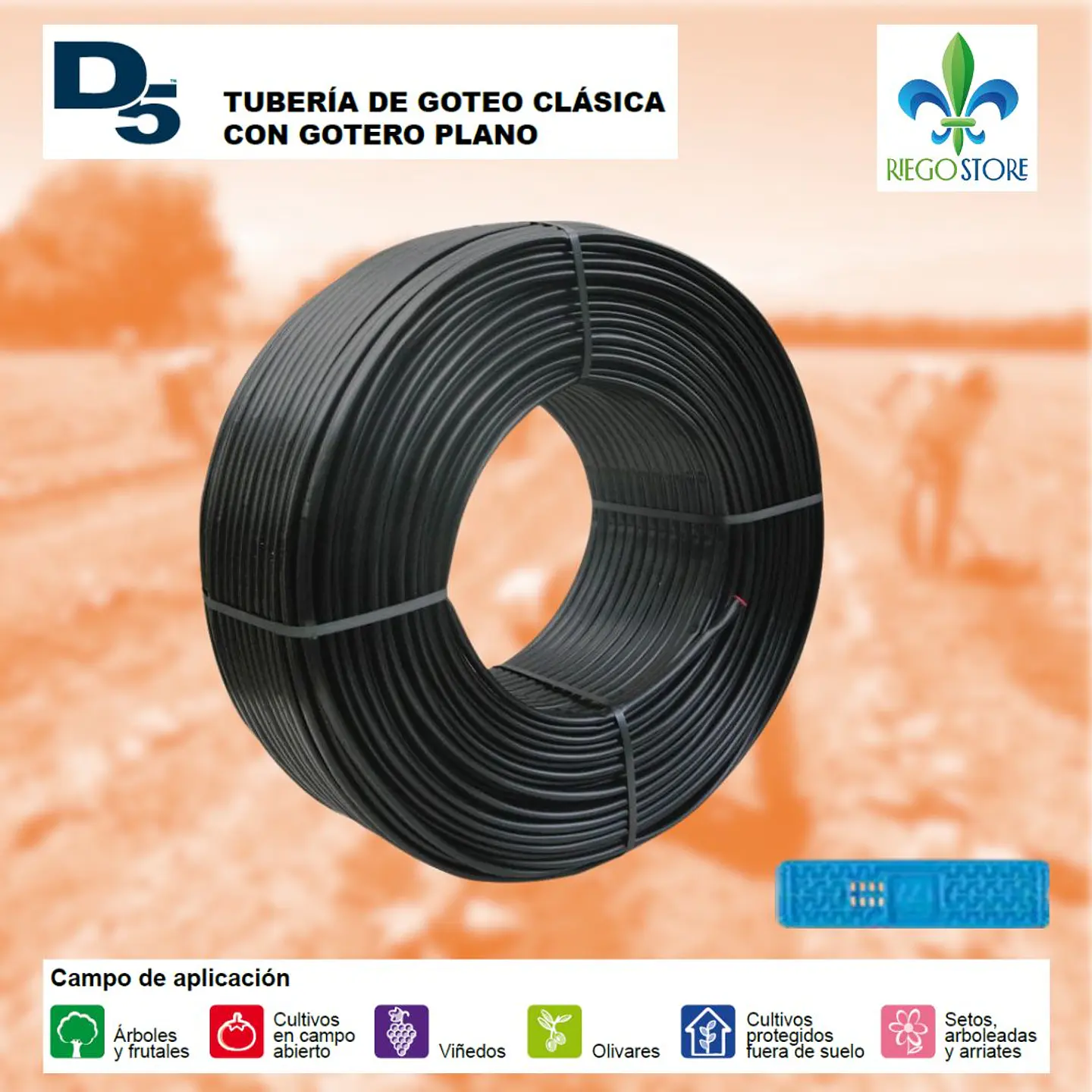Tuberia Gotero CL DP D5 16/40 2,1lh 0.50mt -500mt 1