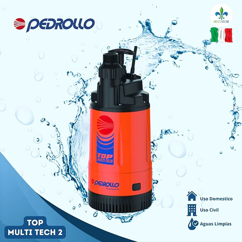 Bomba Sum. TOP MULTI-TECH 2 Ag Limp 0.75 HP - Pedrollo