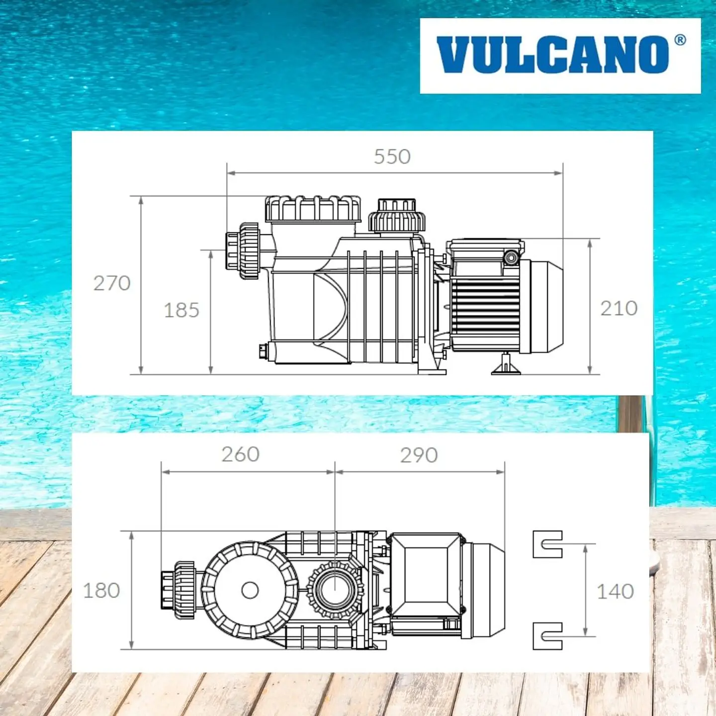 Bomba Piscina Premium BAE  0.50 HP Motor Italiano Vulcano 4
