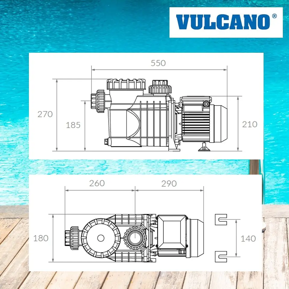 Bomba Piscina Premium BAE  0.50 HP Motor Italiano Vulcano 4