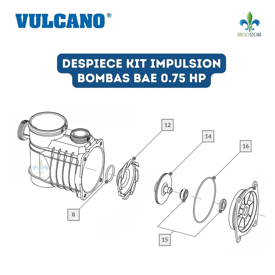 Kit Impulsion y Sello Mecanico BAE 0.75 HP - Vulcano 2