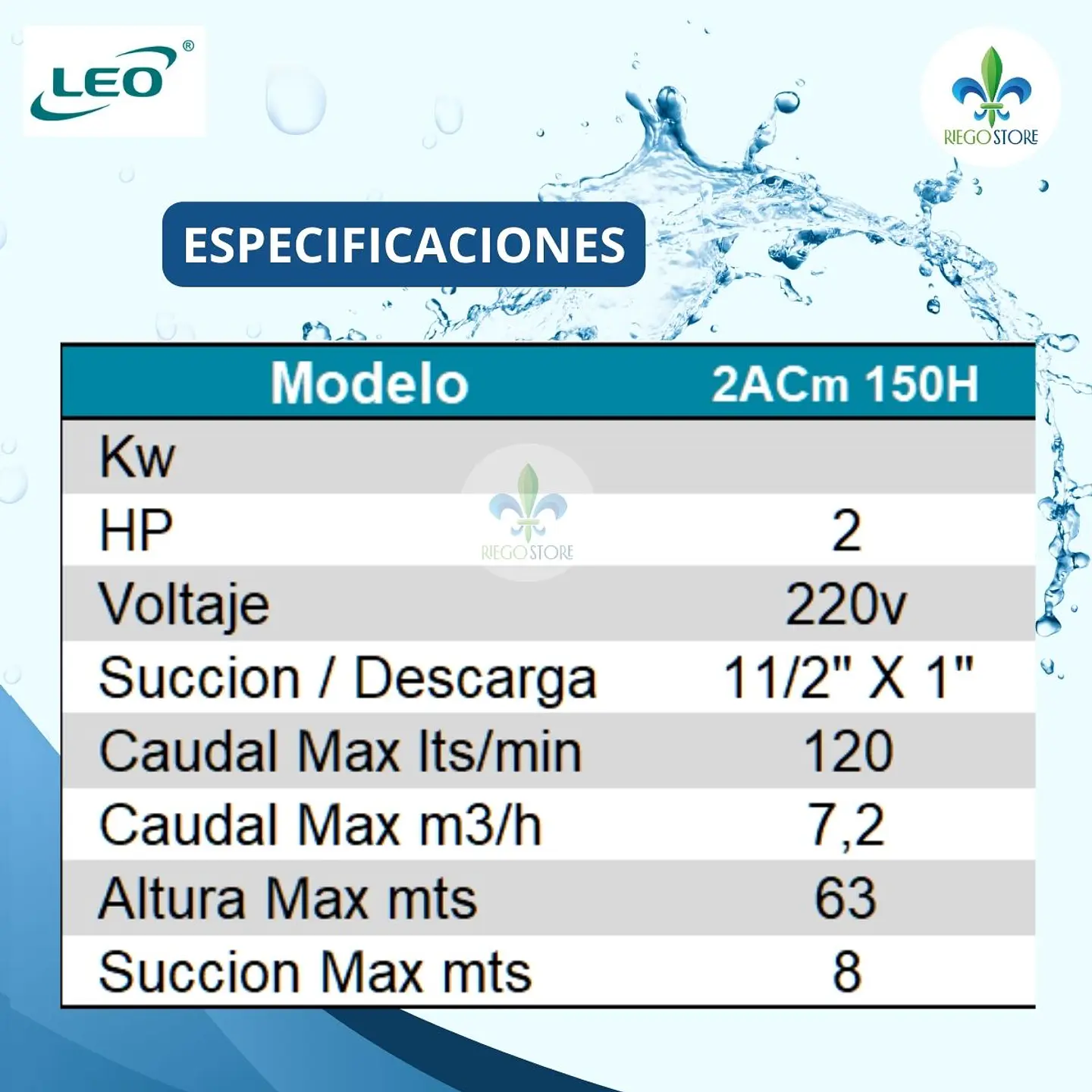 Bomba Centrifuga 2 impulsores 2ACm 150H 2.0 HP 220v - LEO 4