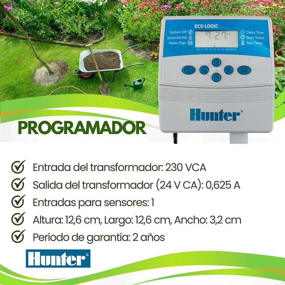 Kit Riego Automatico Basico 4 Zonas (interior) - Hunter 5
