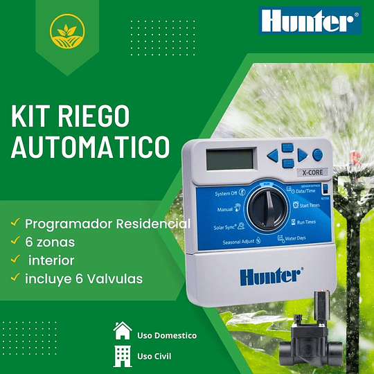 Kit Riego Automatico X-core 6 Zonas - Hunter