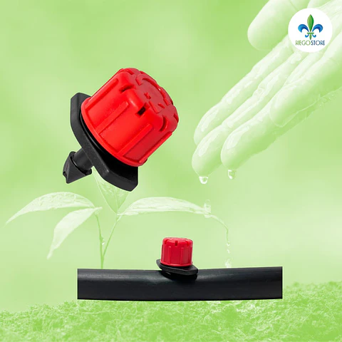 Gotero Boton Regulable 0 - 70 L/H - (Rojo)