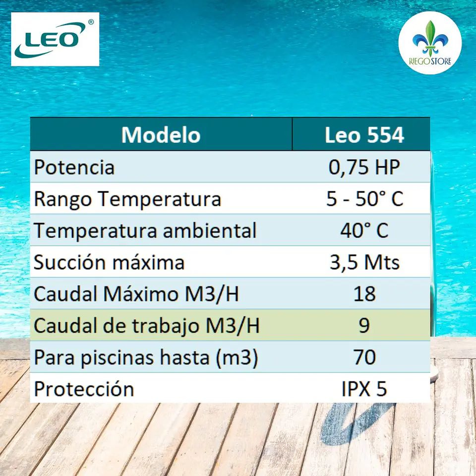 Bomba Piscina XKP554 0.75 HP  - LEO 2
