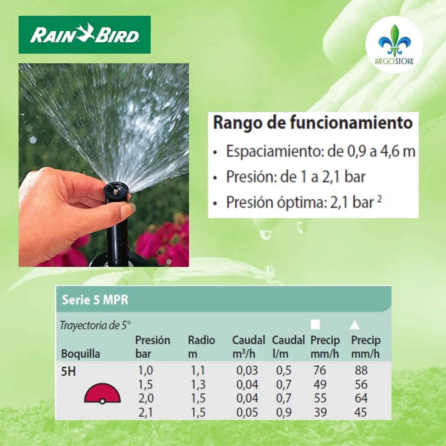 Boquilla Arco Fijo 5H 180° 1.1 a 1.5 m Rain Bird 3
