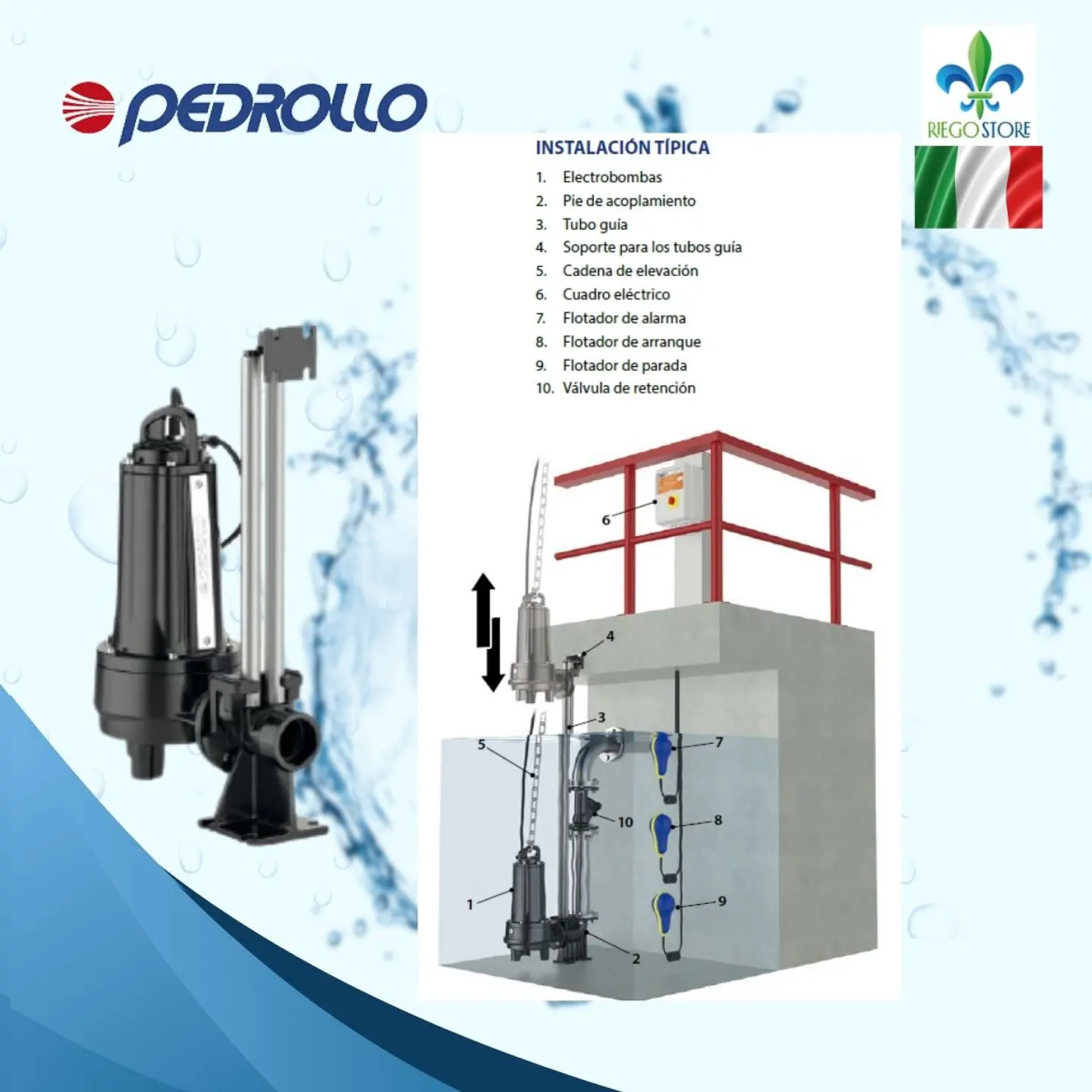 Bomba sumergible Pedrollo Tritus TR 1.1 1.5 HP 400 V 6