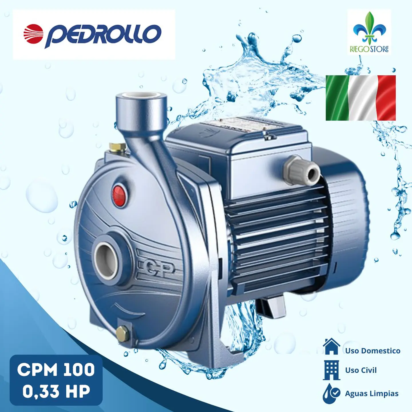 Bomba Centrifuga CPm 100 0.33 HP 220V - Pedrollo 1
