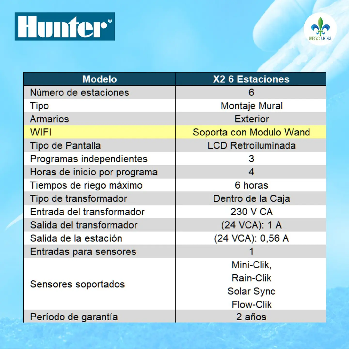 Programador Hunter X2 6 Est. WiFi Opc. 3