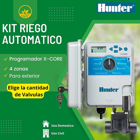 Kit Riego Automatico X-Core 4 Estaciones Exterior Hunter