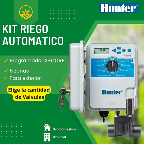 Kit Riego Automatico X-Core 6 Estaciones Exterior- Hunter