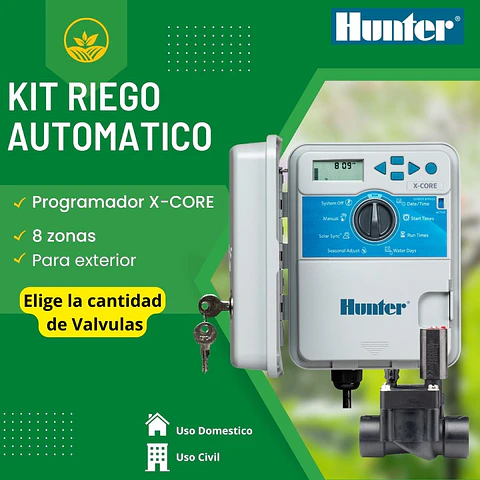 Kit Riego automatico X-Core 8 Estaciones Exterior- Hunter
