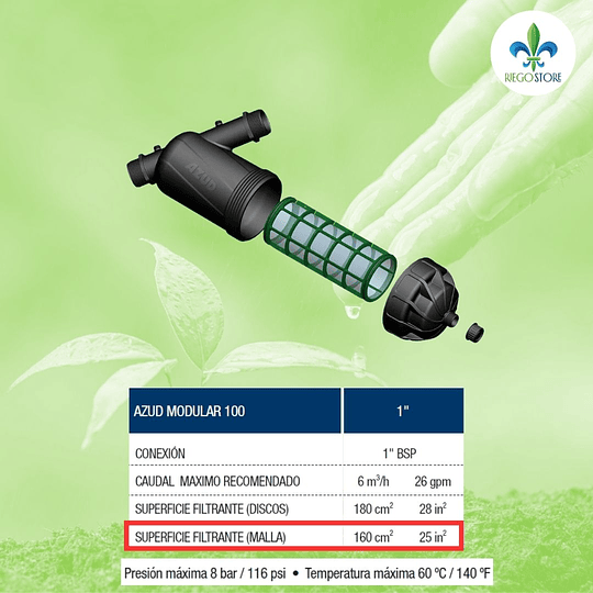 Filtro en Y Malla Mod 100 1 Pulg 120 mech Q5 m3 - Azud
