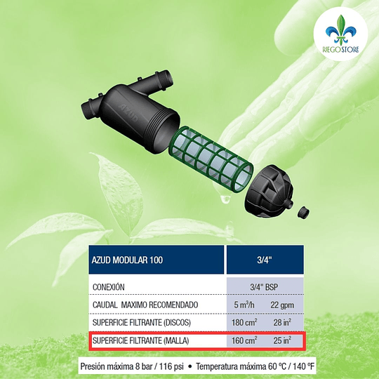 Filtro en Y Malla Mod 100 3/4 120 mech Q5 m3 - Azud