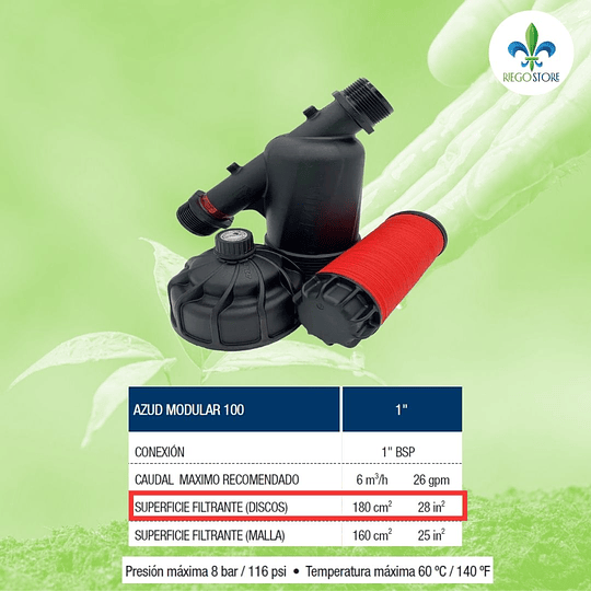 Filtro en Y Disco Mod 100 1 Pulg 120 mech Q6 m3 - Azud