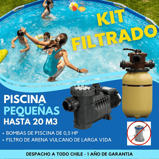 Kit Filtrado Piscina Hasta 35 M3 para piscinas Armables - Vulcano