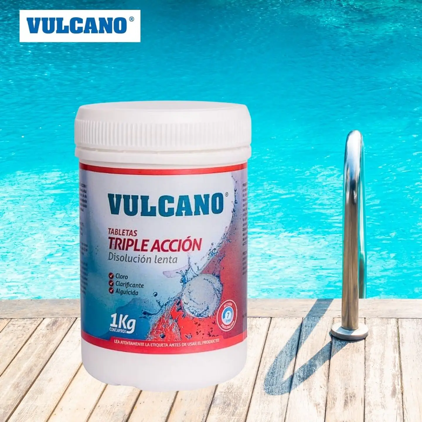 Kit Mantencion Piscina triple Cloro, Boya y Tester - Vulcano 3