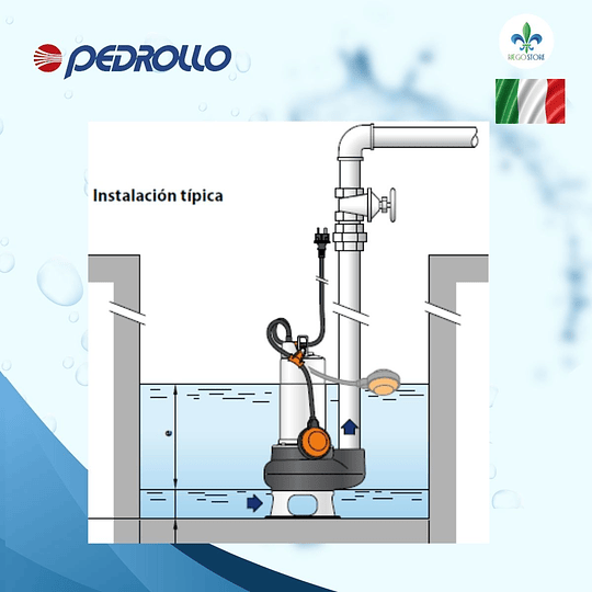 Bomba Drenaje Vortex Aguas Negra VXm 8/50 0.75 HP - Pedrollo