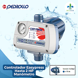 Controlador Electronico Easypress Hasta 2 HP /Manómetro - Pedrollo
