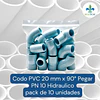 Codo 20 mm PVC Hidraulico 90 grados a Pegar Bolsas
