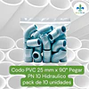 Codo 25 mm PVC Hidraulico 90 grados a Pegar Bolsas
