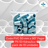 Codo 50 mm PVC Hidraulico 90 grados a Pegar Bolsas