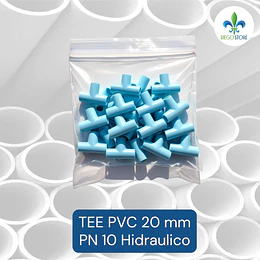 Tee 20 mm PVC Hidraulico a Pegar PN10 en Bolsas