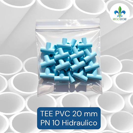 Tee 20 mm PVC Hidraulico a Pegar PN10 en Bolsas