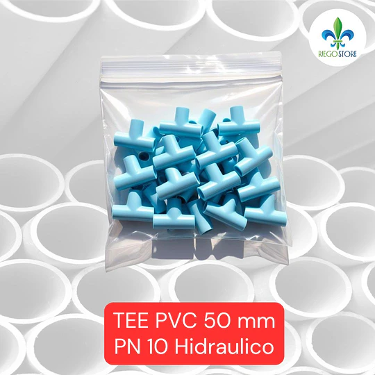 Tee 50 mm PVC Hidraulico a Pegar PN10 en Bolsas