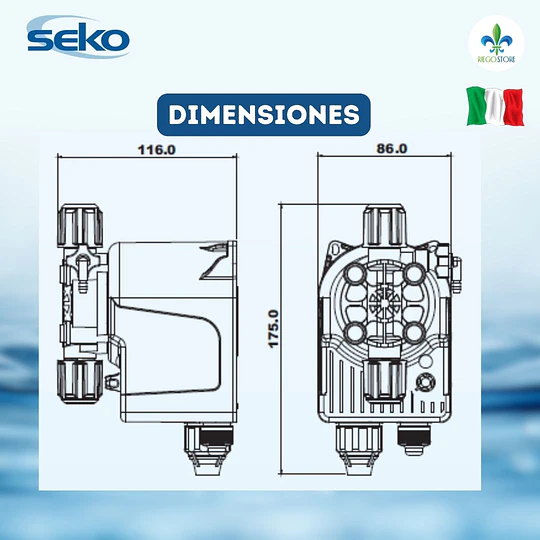 Bomba Dosificadora INVIKTA 630 7 Bar - 0.6 l/h 220v - SEKO