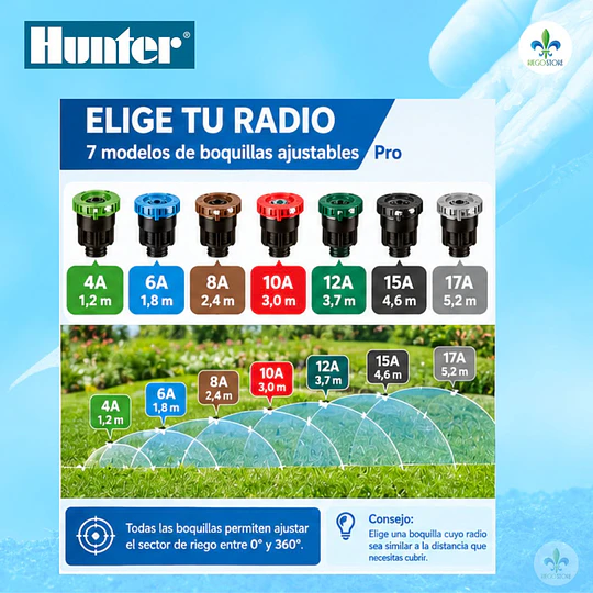 Kit Aspersor Hunter Pro-Spray 02 + Boquilla Ajustable Pro